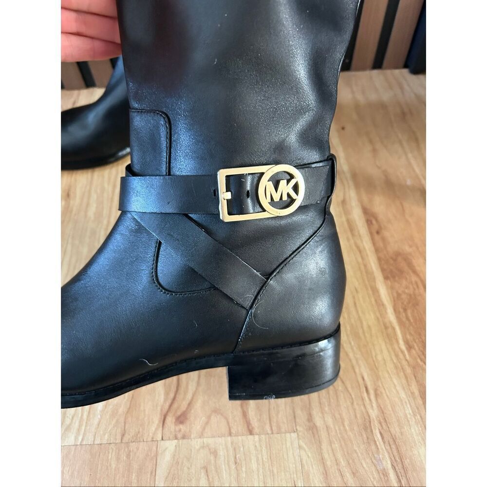 Michael Kors black riding leather boots size 10 M - Picture 4 of 10